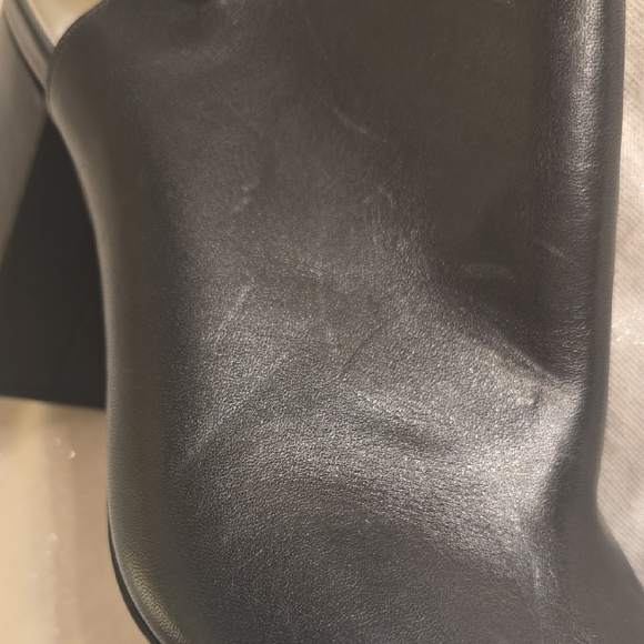 Michael Kors Black Leather Peep-Toe Block Heels - Picture 9 of 14